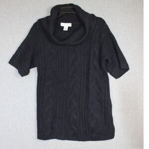 New York Laundry Womens Black Large Short Sleeve Cowl Neck Sweater